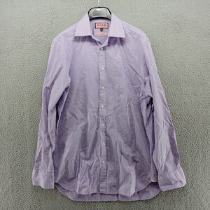 Thomas Pink Shirt Mens 16/34 Purple Micro Check‎ Classic Fit Dress Jermyn Street
